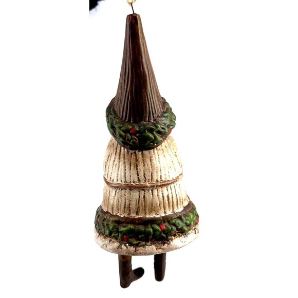 Santa Claus Christmas Ornament Bell Dangling Legs 6" Porcelain Hand Painted - Picture 4 of 7